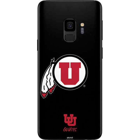 Utah Circle and Feather on Black Galaxy S9 Skin